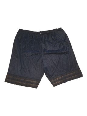 Vintage MMI Black Nylon Slip Shorts with Lace Trim Size 4X